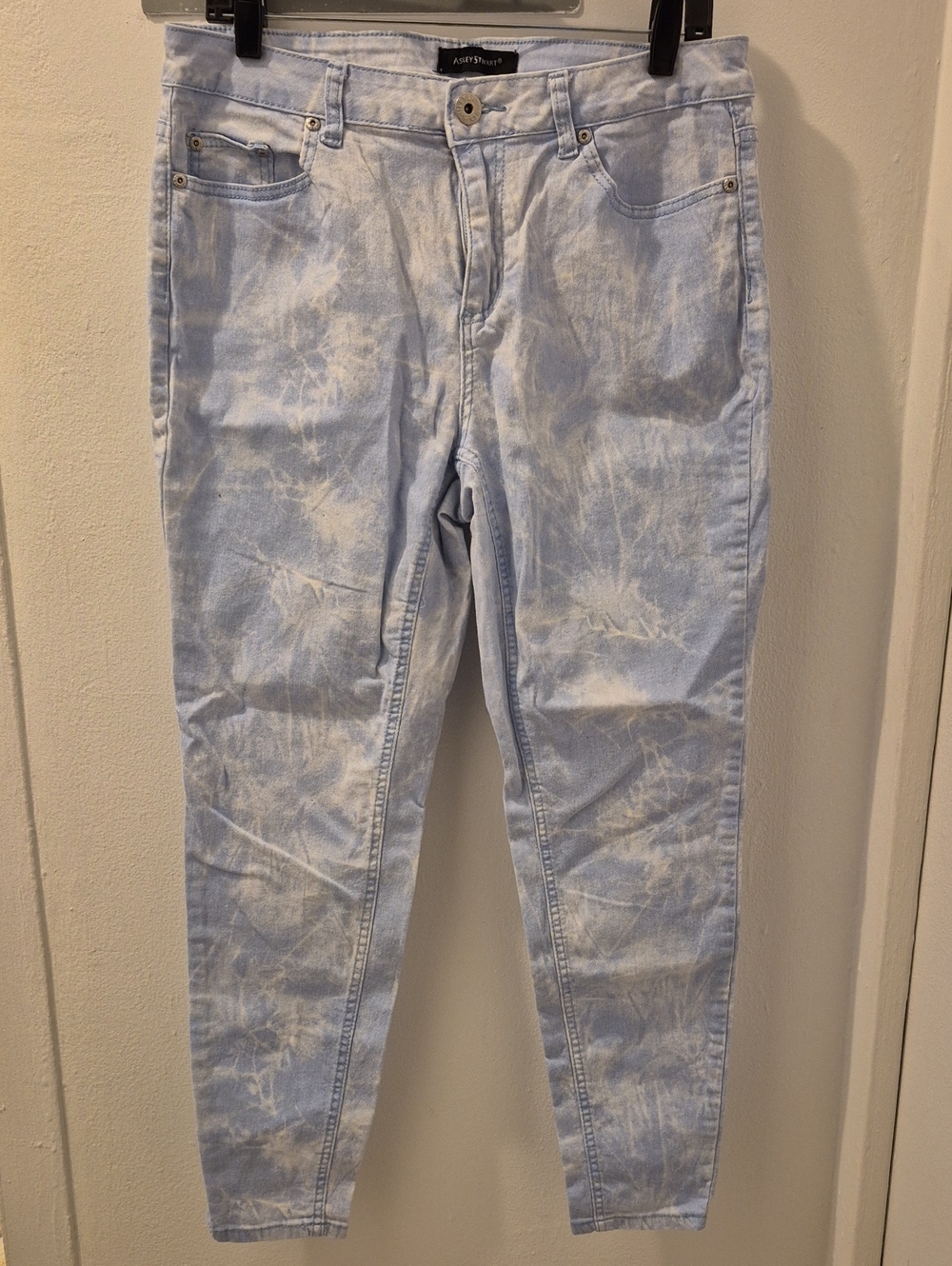 Ashley Stewart Pale Blue Cloud Wash Tie-Dye Skinny Jeans - Size 14